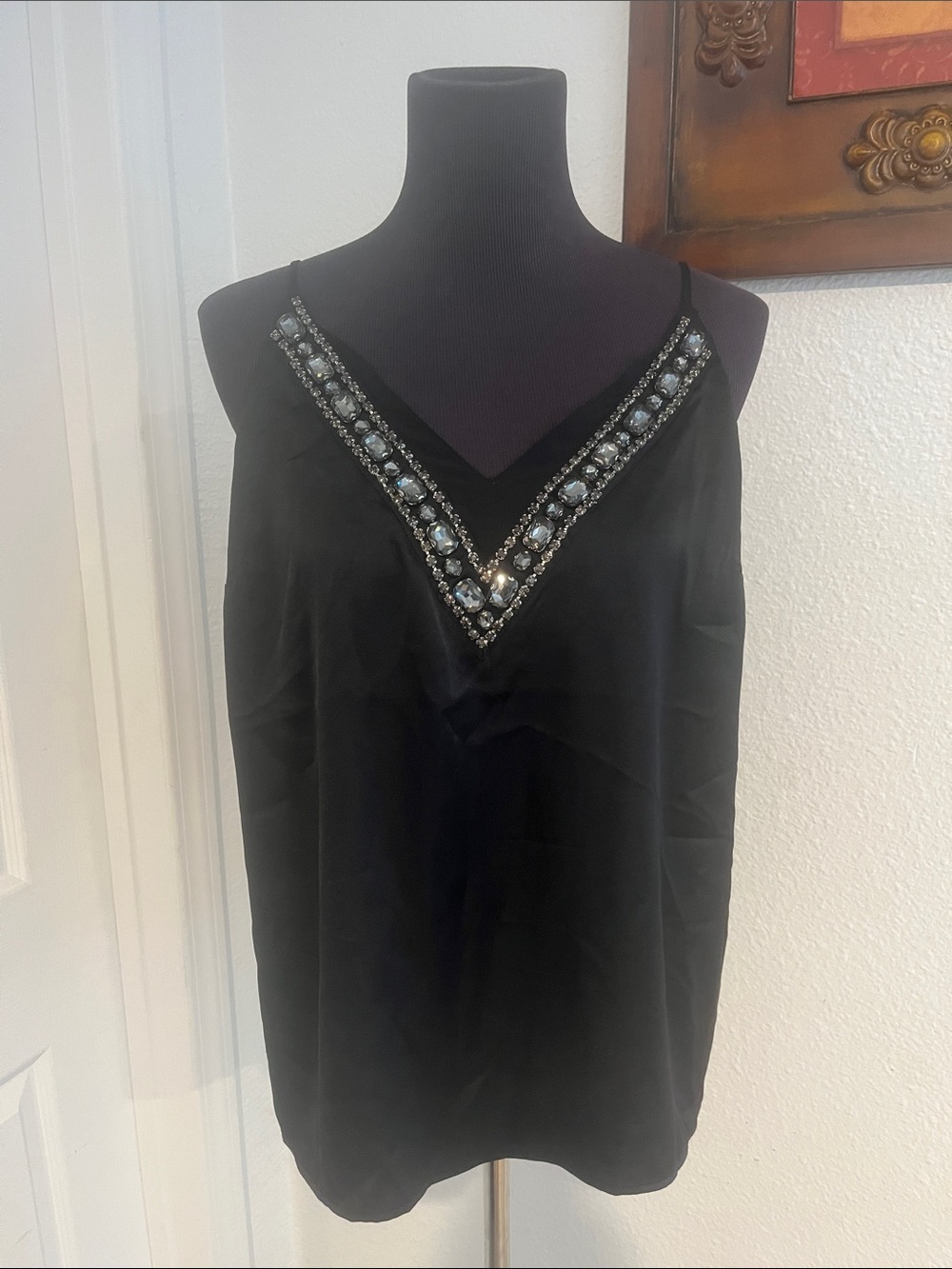 Express Black Jeweled V-Neck Cami